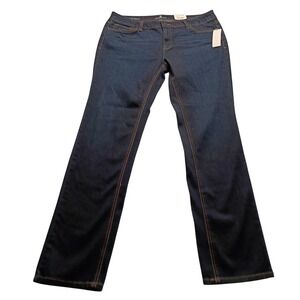 Liz Claiborne City Fit Skinny Leg Jeans Dark Wash Tall Size 12T Indigo Denim